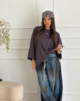 Maxi shirt grigio