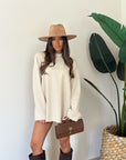 Maxi shirt garzata begie