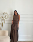 coordinato in cotone marrone