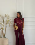 jumpsuit in pizzo bordeaux