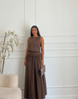 coordinato in cotone marrone
