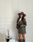 giacca in eco pelle verde