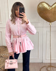 Camicia balze rosa