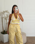 top uncinetto giallo