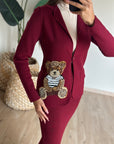 Giacca teddy bordeaux
