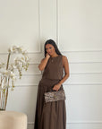 coordinato in cotone marrone