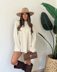 Maxi shirt garzata begie