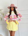 Maglia a righe voilà rosa