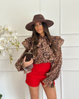 camicia maculata rouge