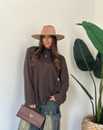 Maxi shirt garzata marrone