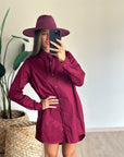 Camicia in cotone bordeaux