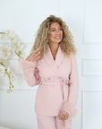 Tailleur piume rosa