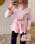 Camicia balze rosa
