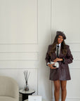 giacca in eco pelle bordeaux