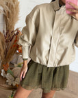 Giacca in pelle begie