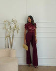 jumpsuit in pizzo bordeaux