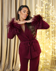 Tailleur piume bordeaux