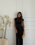 jumpsuit in pizzo nero