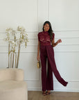 jumpsuit in pizzo bordeaux