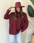 Maxi shirt garzata bordeaux