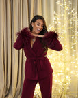Tailleur piume bordeaux