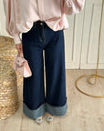 Denim con piega a palazzo