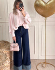 Denim con piega a palazzo