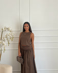 coordinato in cotone marrone