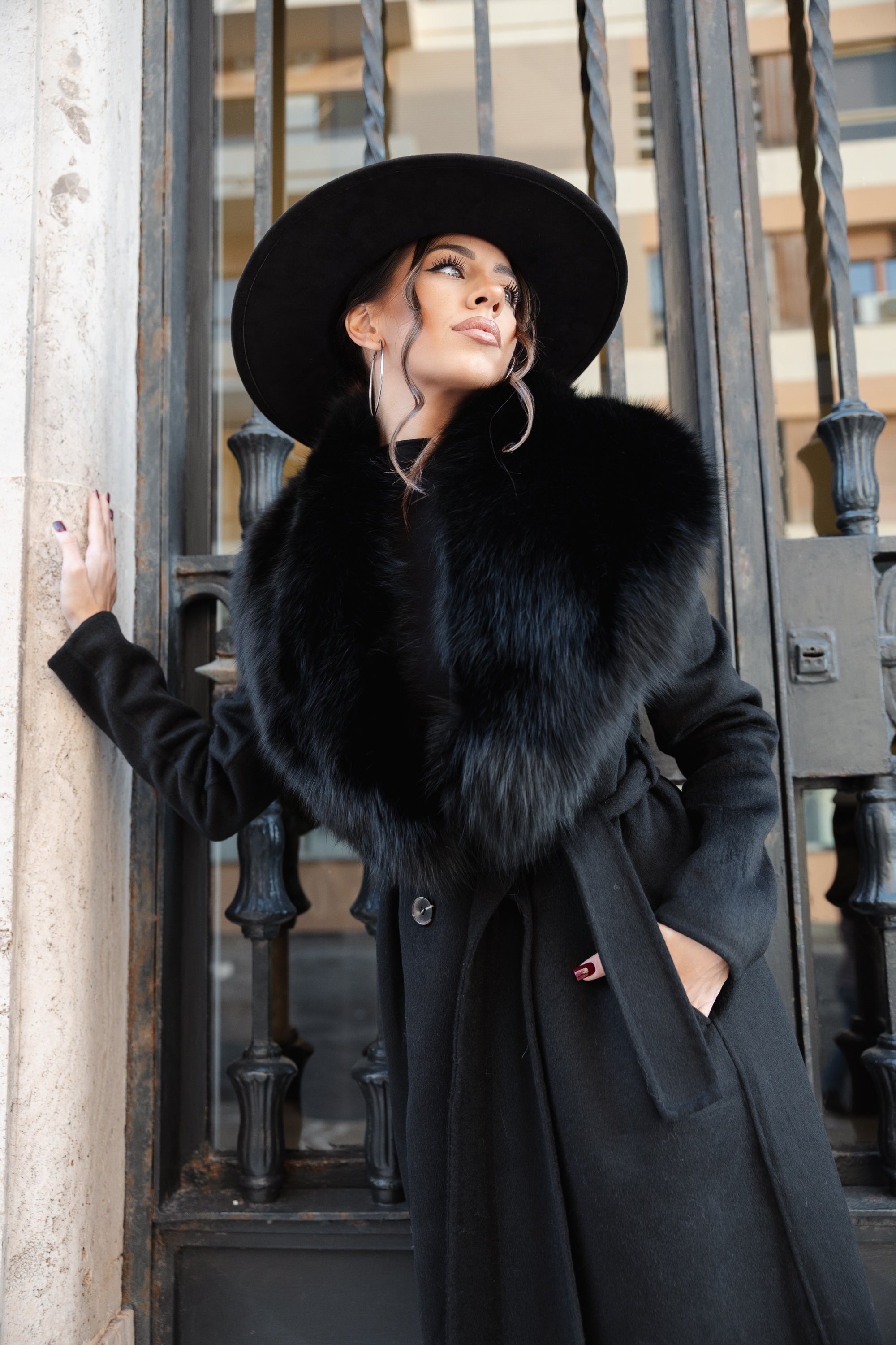 Cappotto fox nero