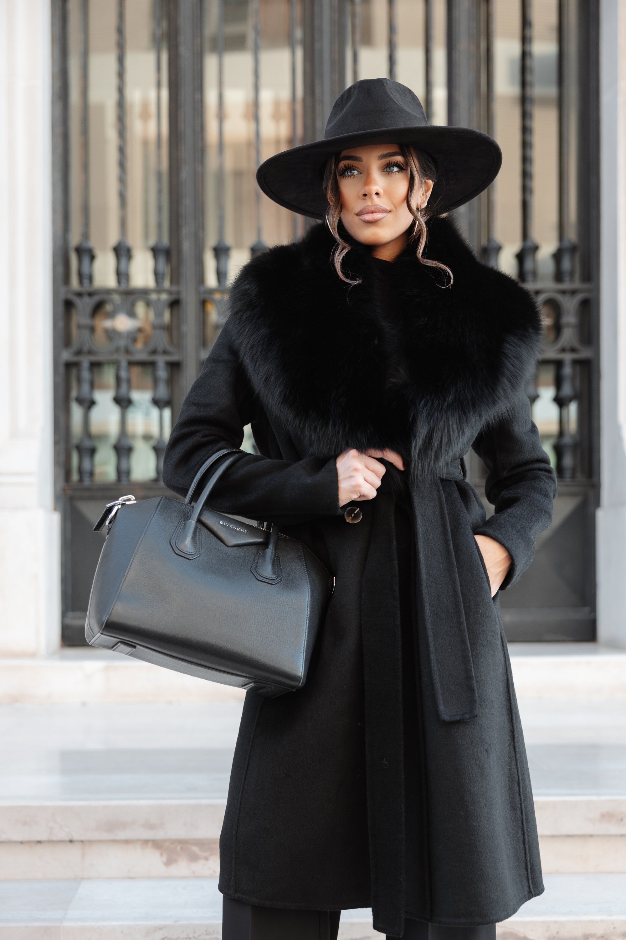 Cappotto fox nero