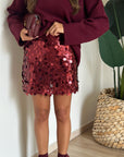 gonna paillettes bordeaux