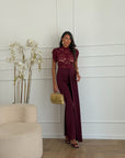jumpsuit in pizzo bordeaux