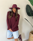 Maxi shirt garzata bordeaux