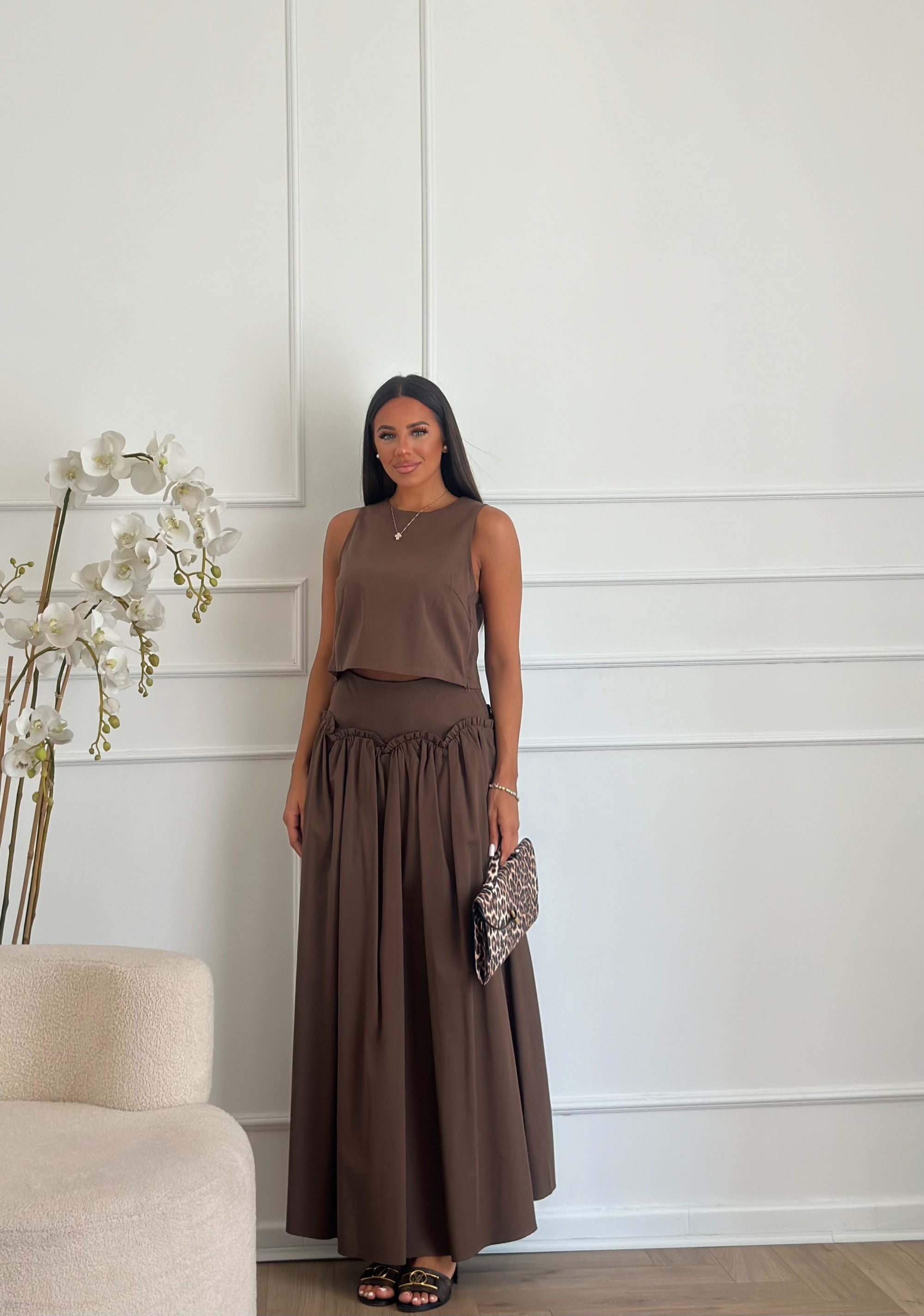 coordinato in cotone marrone
