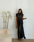 jumpsuit in pizzo nero