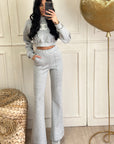 Coordinato crop grigio
