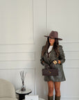giacca in eco pelle verde