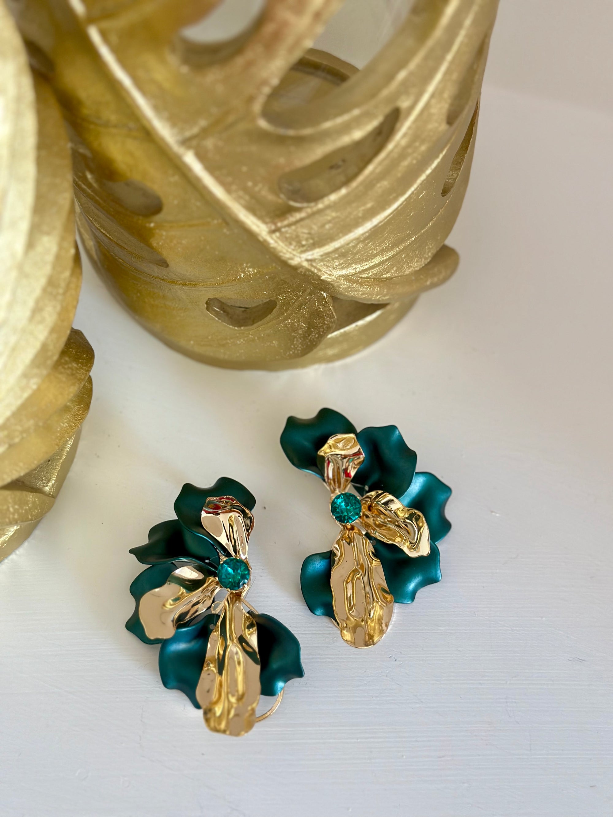 orecchini gold e verde
