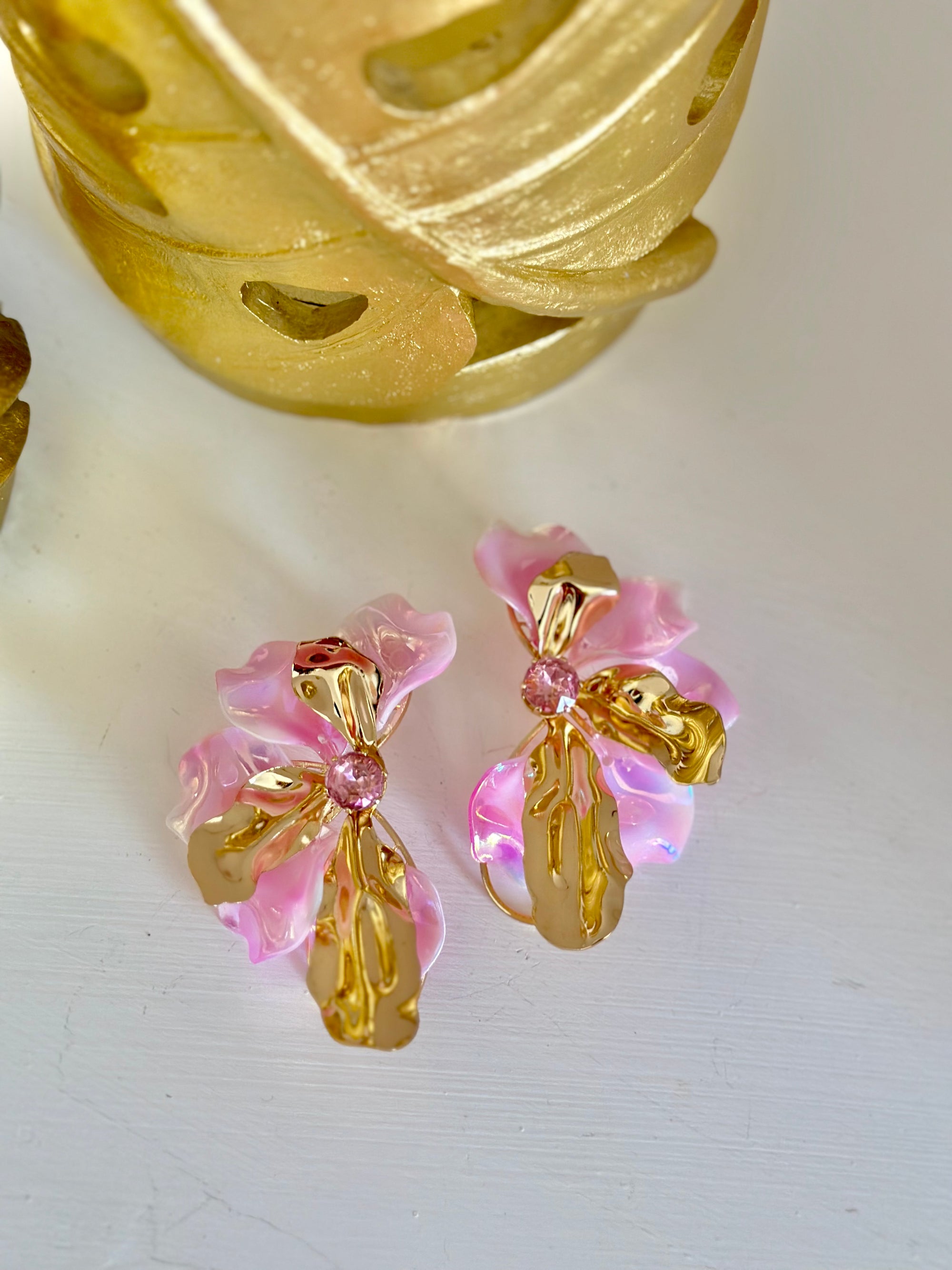 orecchini gold e rosa