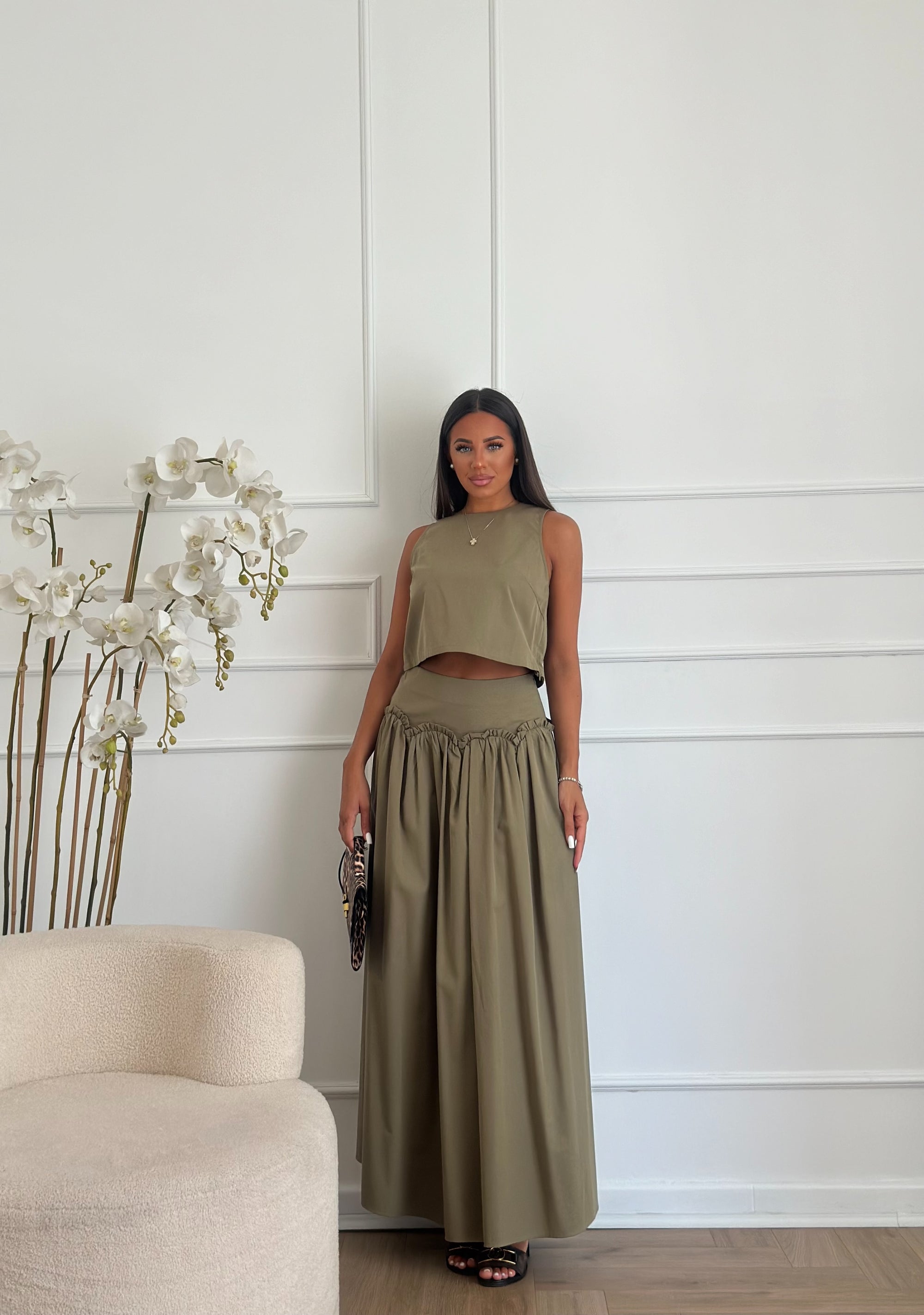 coordinato in cotone verde