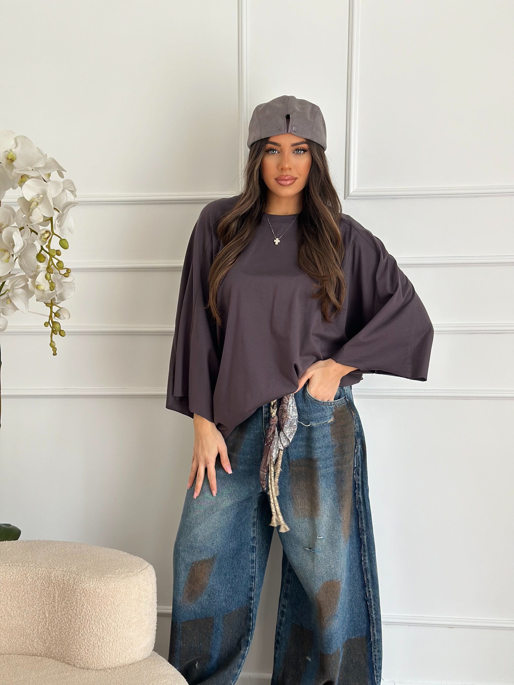 Maxi shirt grigio