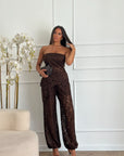 Coordinato pizzo marrone