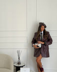 giacca in eco pelle bordeaux