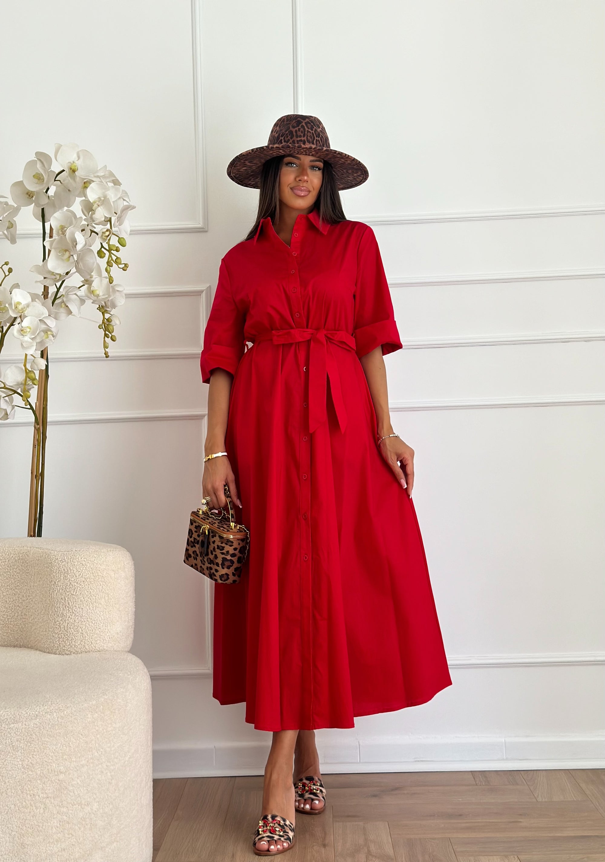 Abito in cotone rosso