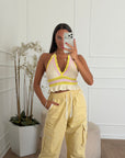 top uncinetto giallo
