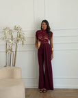 jumpsuit in pizzo bordeaux