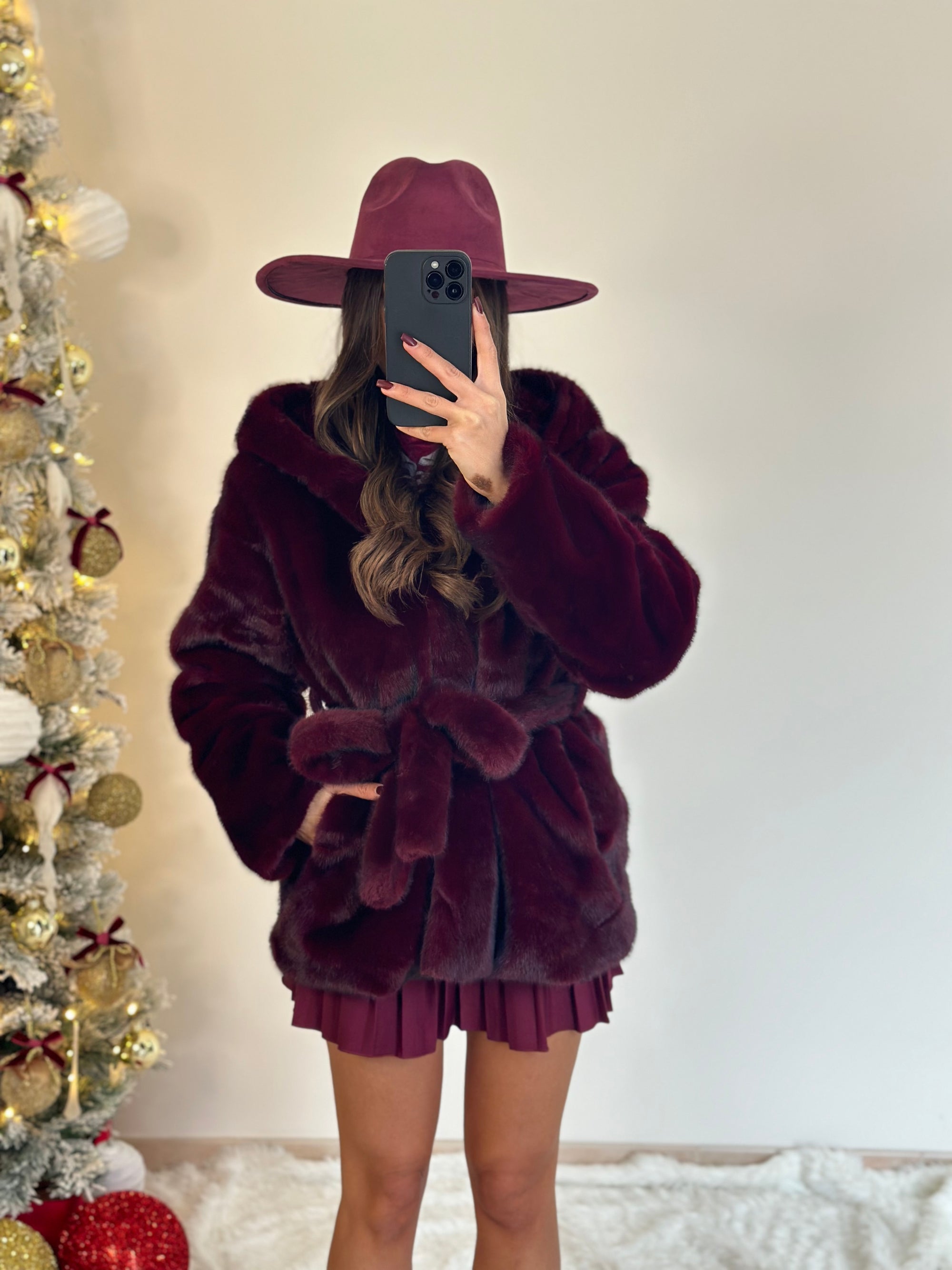 eco-pelliccia bordeaux