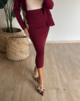 Gonna lounguette in lana bordeaux