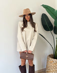 Maxi shirt garzata begie