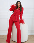 Tailleur piume rosse